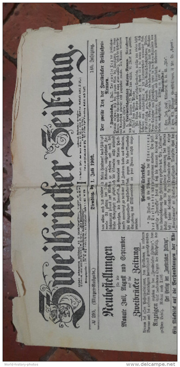 Journal Ancien - ZWEIBRUCKEN ( Rheinland Pfalz , Germany ) - Zweibrücker Zeitung - 1902 - Autres & Non Classés
