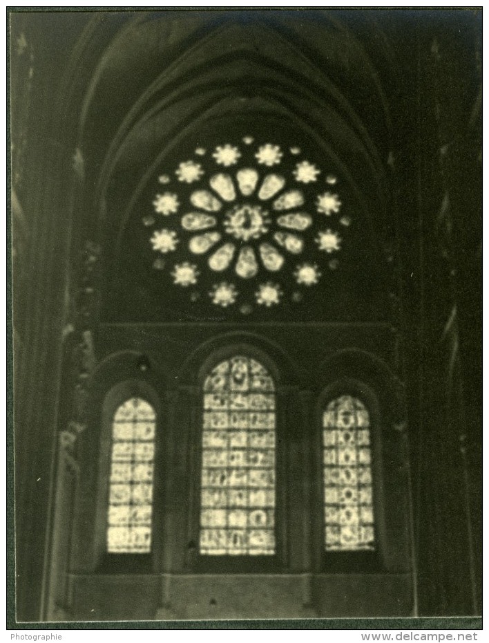 France Eglise Vitraux Etude Photographique Ancienne Photo 1935 - Other & Unclassified