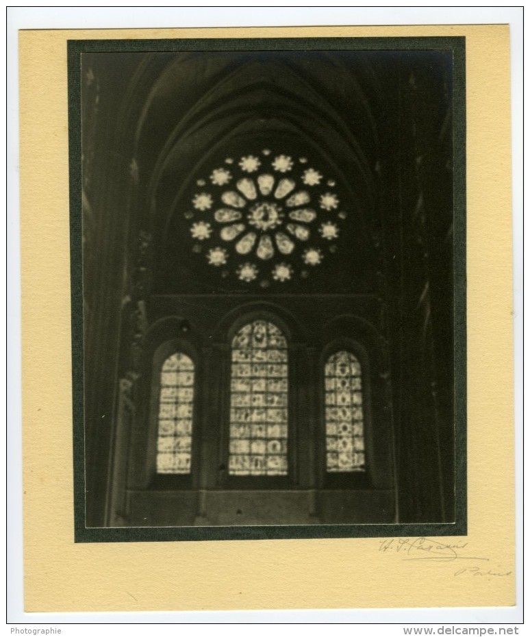 France Eglise Vitraux Etude Photographique Ancienne Photo 1935 - Other & Unclassified