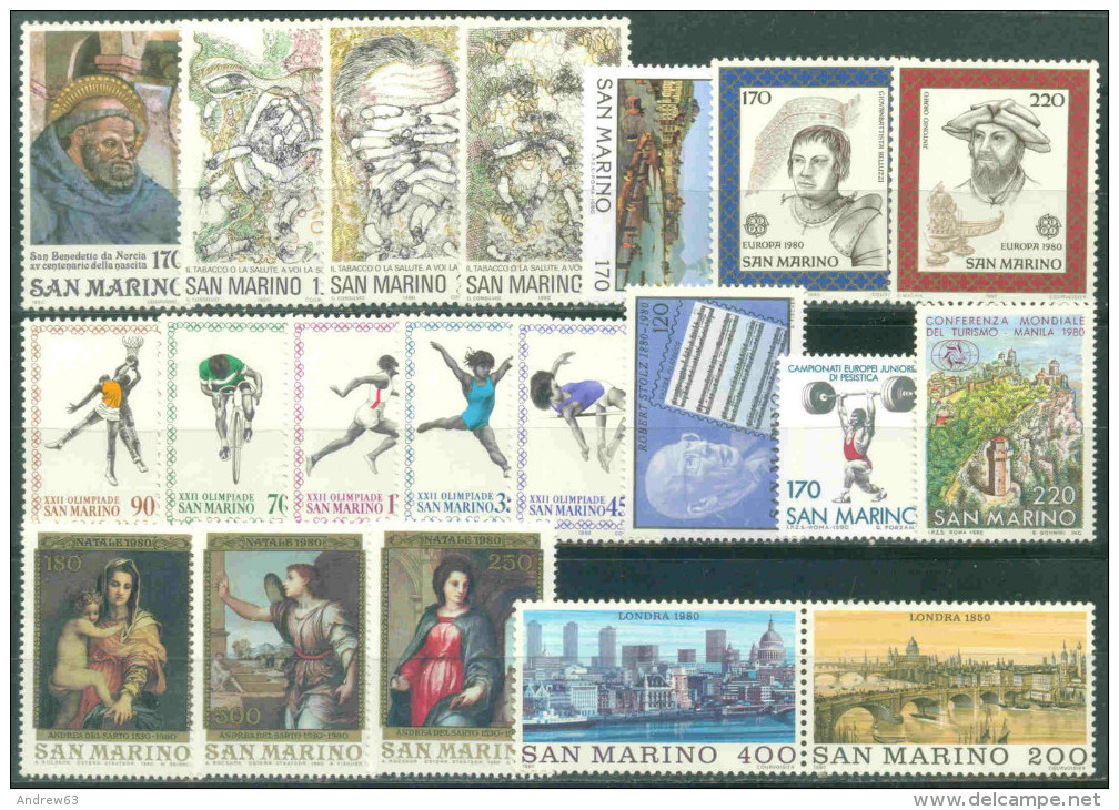 SAN MARINO - 1980 - Annata Completa - 20 Valori - Year Complete ** MNH/VF - Annate Complete