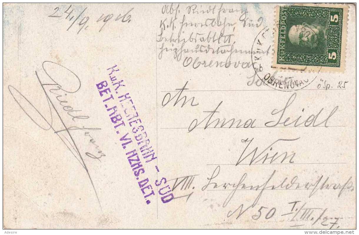 BELGRAD - Altes Denkmal Auf Terazija, Als K.u.K Heeresbahn.Feldpost Gel.1916 Von Obrenova? Nach Wien, Stempel K.u.K ... - Serbia