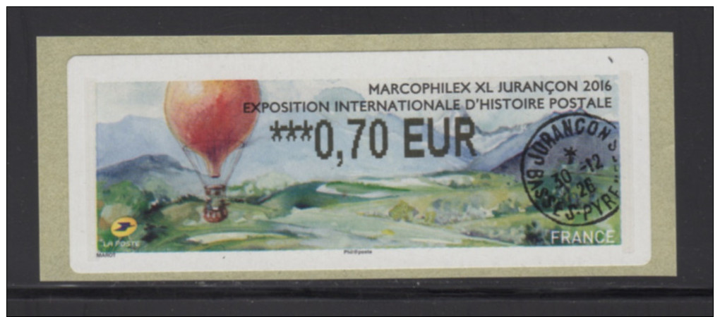 ATM-LABEL LISA : Sans Mention 0,70 €  - Montgolfière-Hot Air Balloon - JURANÇON 15-16 Octobre 2016 - 2010-... Vignettes Illustrées