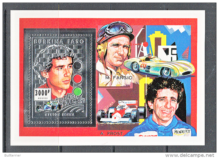 FORMULA ONE GRAND PRIX - BURKINO FASO - AYRTON SENNA 3000FR  SILVER   SOUVENIR SHEET MINT NEVER HINGED - Automobile