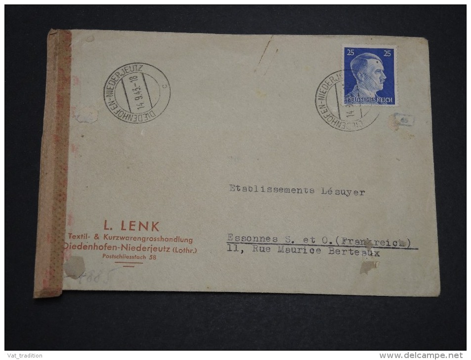 ALLEMAGNE - Enveloppe Commerciale De Diedenhofen Pour La France En 1943 Avec Contrôle Postal - A Voir - L 4613 - Lettres & Documents