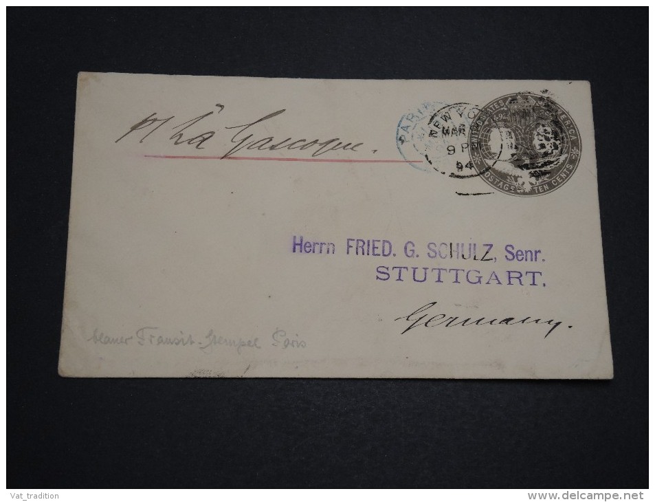 ETATS UNIS - Entier Postal De New York Pour L ' Allemagne Via Paris En 1894 - A Voir - L 4639 - ...-1900