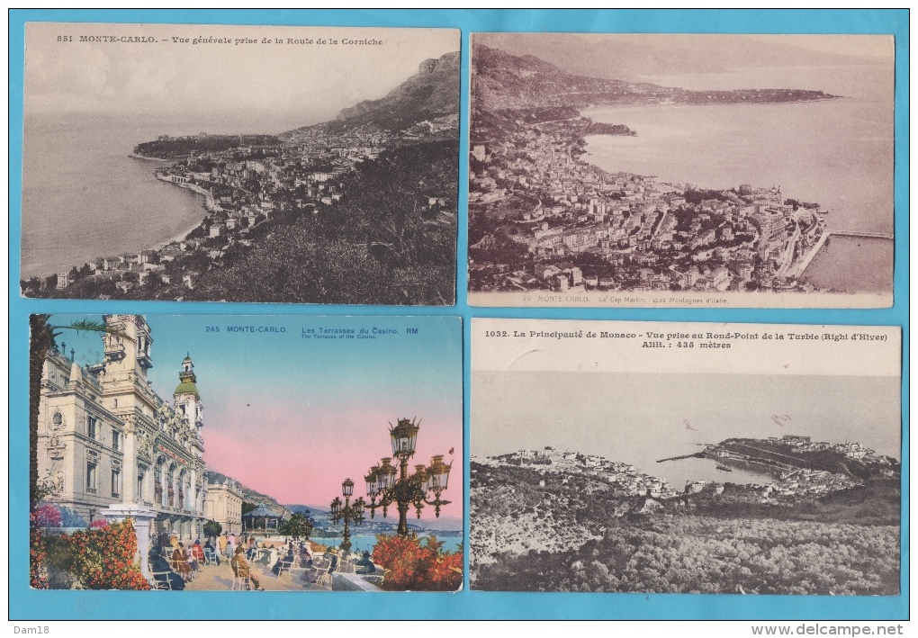 MONACO LOT DE 4 CPA VUES GENERALES ET TERRASSE CASINO - Colecciones & Lotes