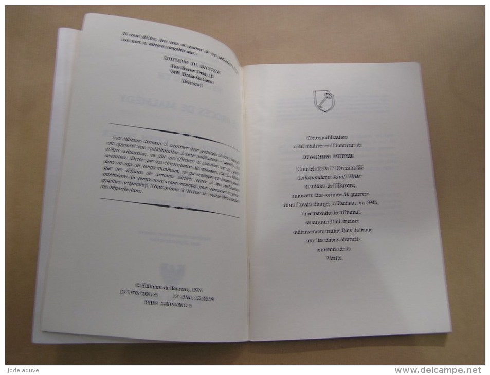 LA VERITE SUR L' AFFAIRE DE MALMEDY ET SUR LE COLONEL SS JOCHEN PEIPER Régionalisme Guerre 40 45 Procès Massacre - Guerre 1939-45