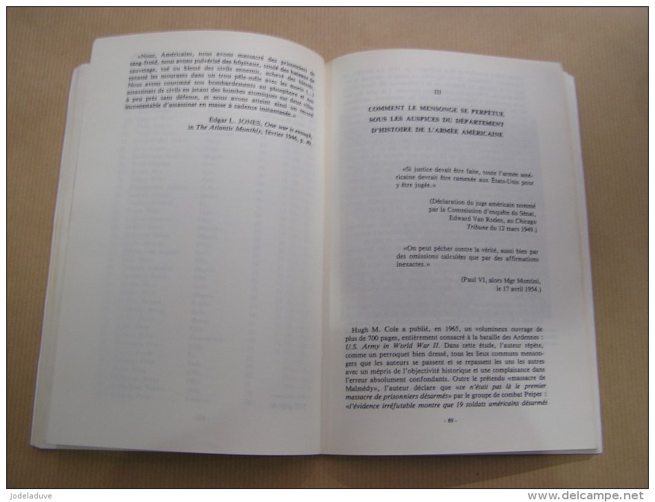 LA VERITE SUR L' AFFAIRE DE MALMEDY ET SUR LE COLONEL SS JOCHEN PEIPER Régionalisme Guerre 40 45 Procès Massacre