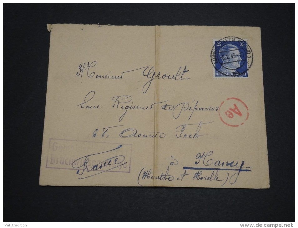 ALLEMAGNE - Enveloppe De Ludwigshafen Pour Nancy En 1943 Avec Contrôle Postal - A Voir - L 4651 - Lettres & Documents