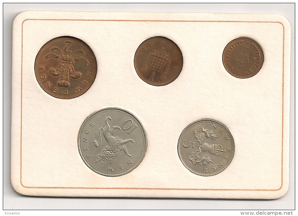 Britain's First Decimal Coins : Set De 5 Pièces 1968-1971 Avec La Pochette + 50p 1969 Et 1p 1971. New Pence - Autres & Non Classés
