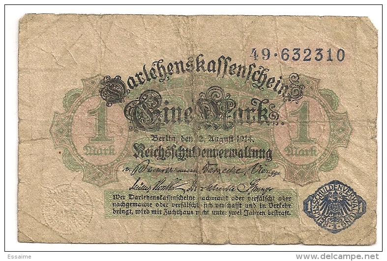 Allemagne. 1 Mark Eine. 1914 - Autres & Non Classés