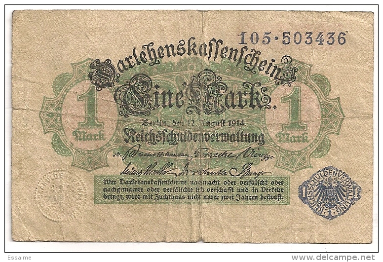 Allemagne. 1 Mark Eine. 1914 - Other & Unclassified