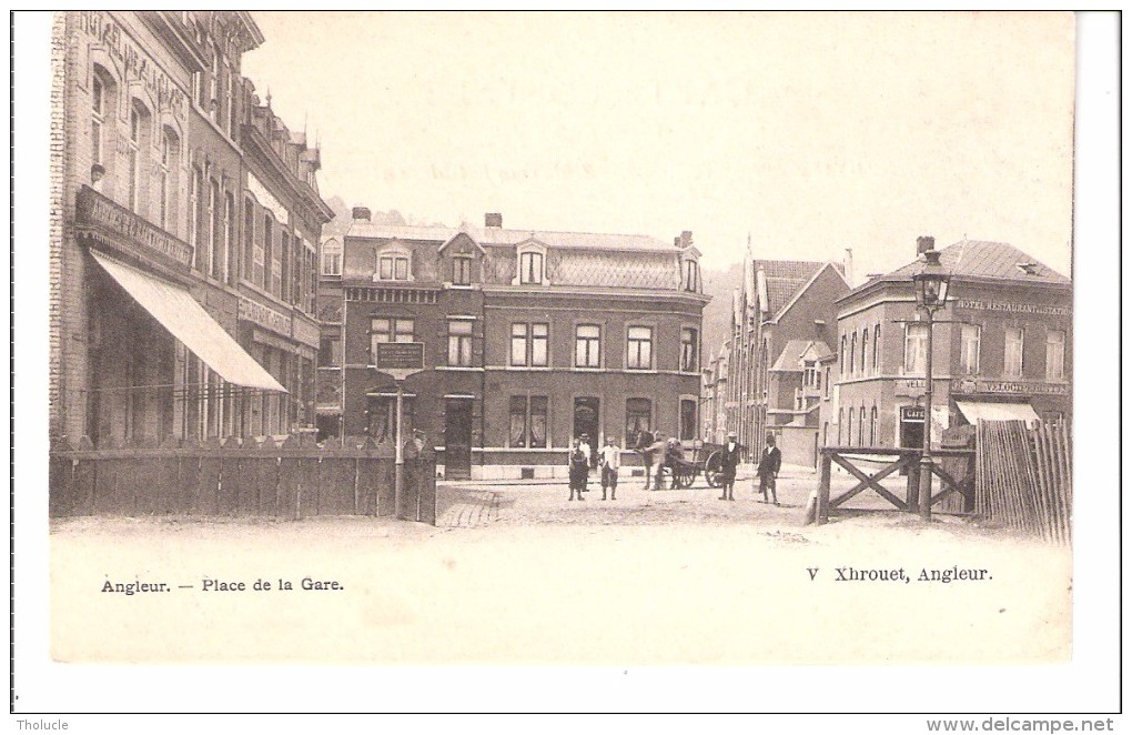 Angleur (Liège)-+/-1900-Place De La Gare-Hôtel De La Gare-Café Des Vélocipédistes-Edit. V.Xhrouet, Angleur-précurseur - Liege