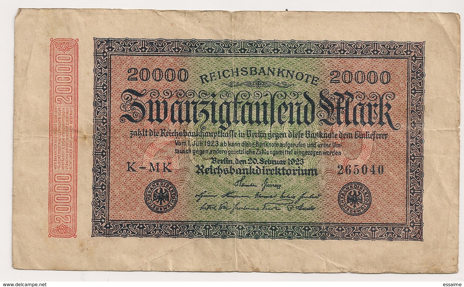 Allemagne. Reichsbanknote 20000 Mark. Novembre 1923 - 20000 Mark