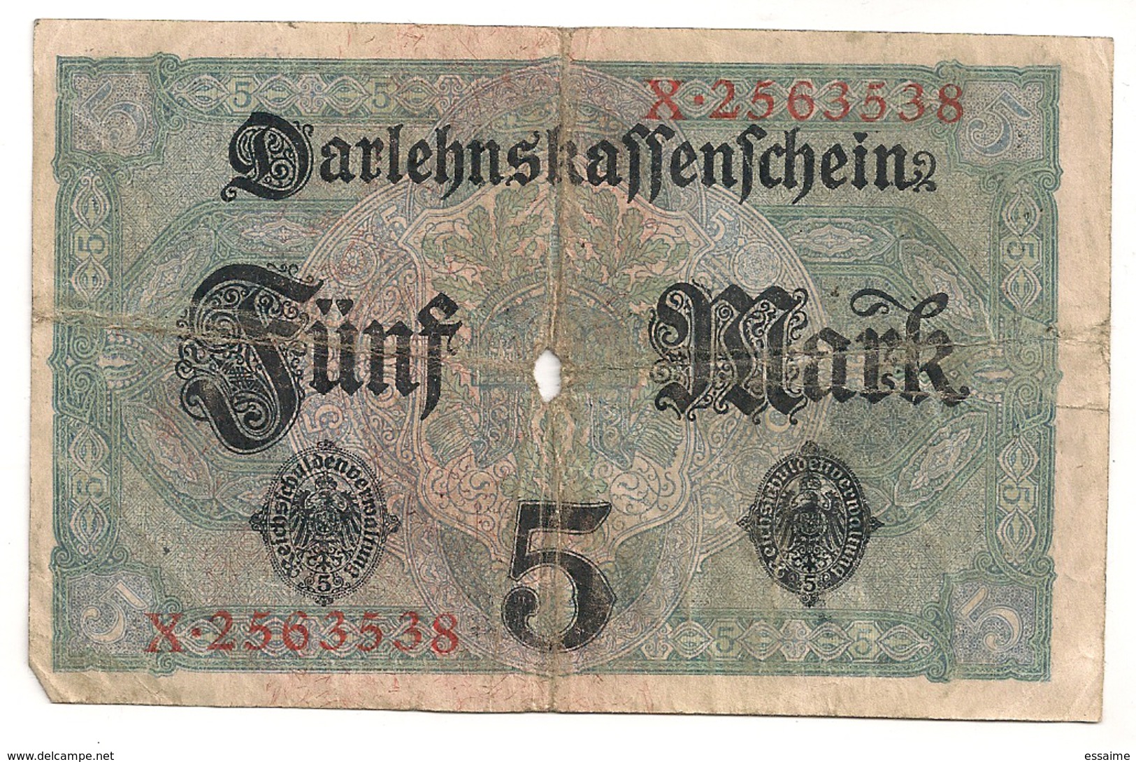 Allemagne. Reichsbanknote 5 Mark. Août 1917 - 5 Mark