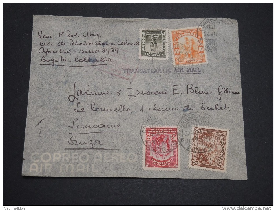 COLOMBIE - Enveloppe De Bogota Pour La Suisse En 1941 , Affranchissement Plaisant ( Manque 1 Valeur) - A Voir - L 4677 - Colombie