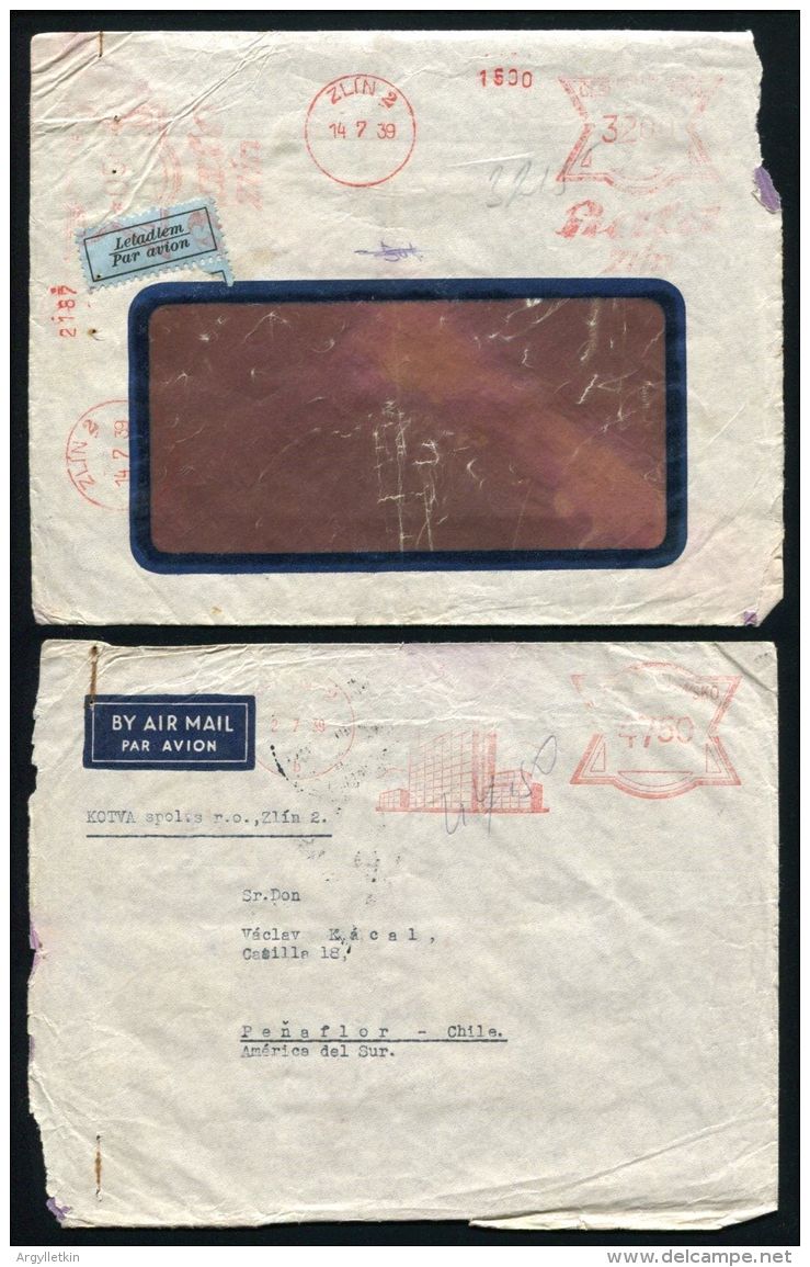 CZECHOSLOVAKIA BATA SHOES KOTVA METER MAIL AIRMAIL CHILE - Luchtpost