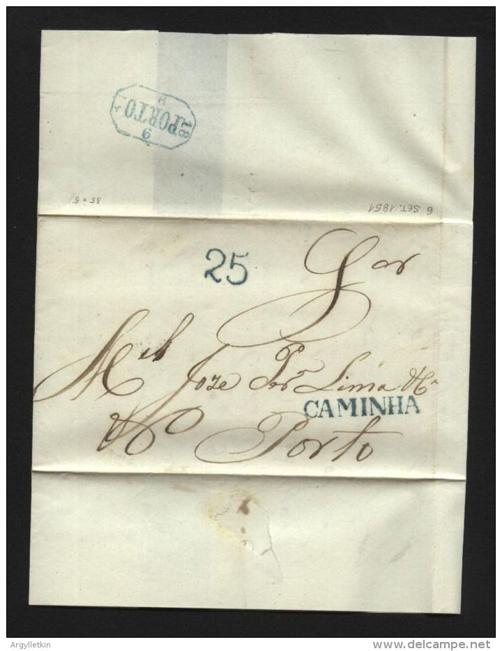 PORTUGAL 1851 - CAMINHA TO PORTO ENTIRE - ...-1853 Vorphilatelie
