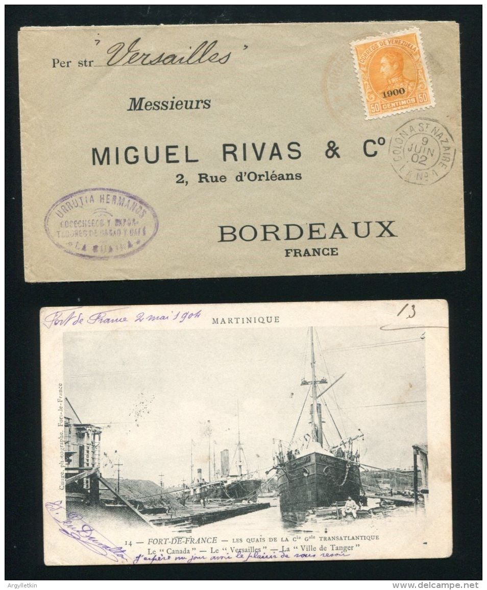 VENEZUELA MARTINIQUE FRENCH MARITIME BORDEAUX 1902 - Venezuela