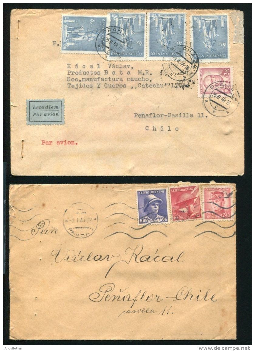 CZECHOSLOVAKIA AIRMAIL COVERS TO CHILE 1940s - Posta Aerea