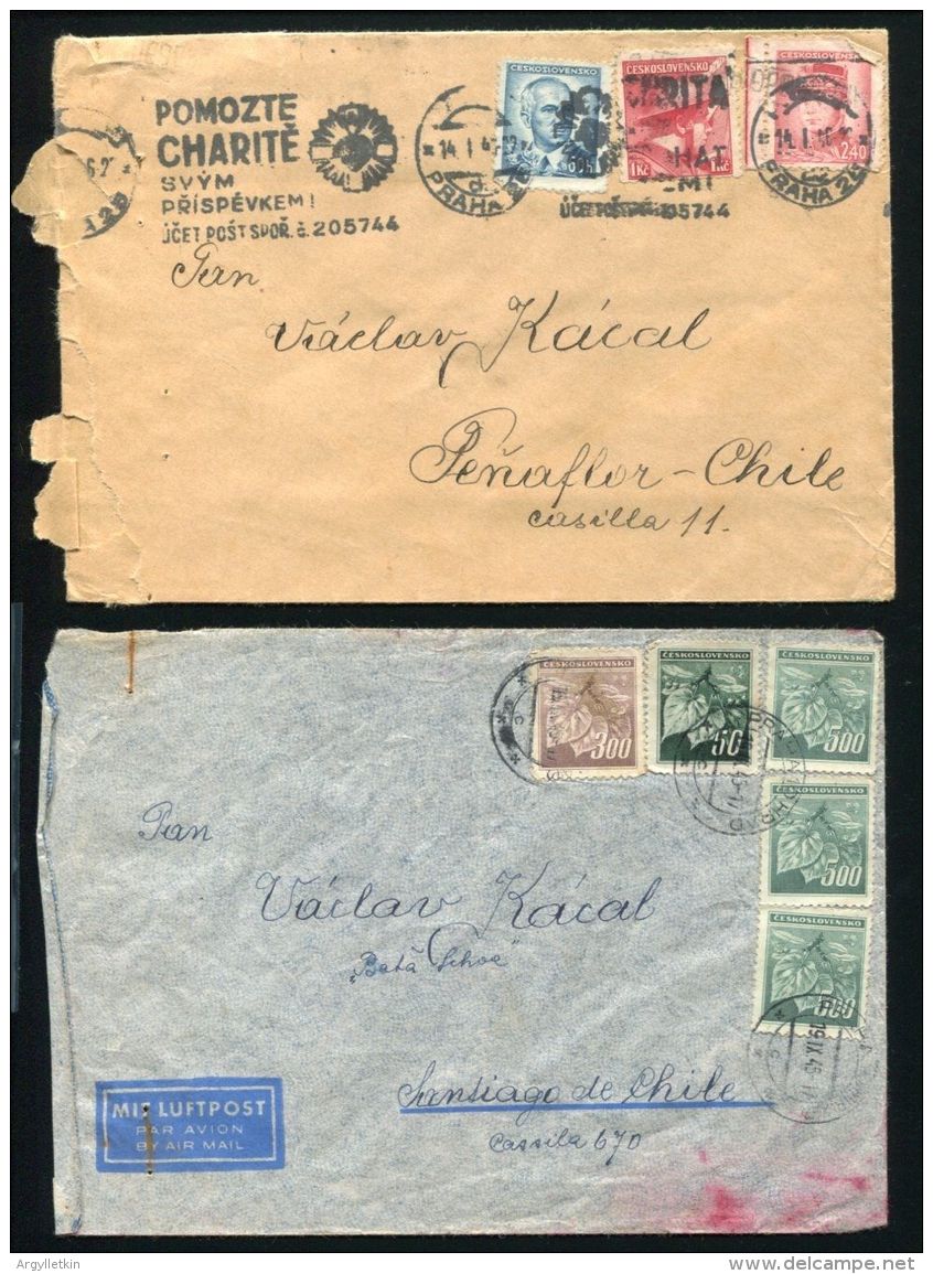 CZECHOSLOVAKIA AIRMAIL COVERS TO CHILE 1940s - Airmail