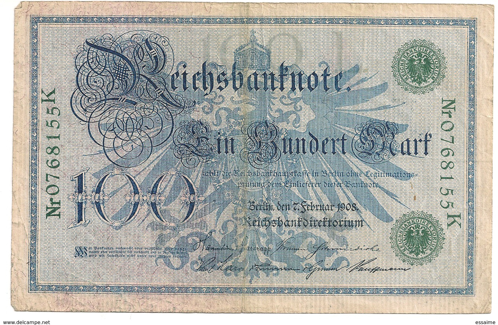 Allemagne. Reichsbanknote 100 Mark. Février 1908 - 100 Mark