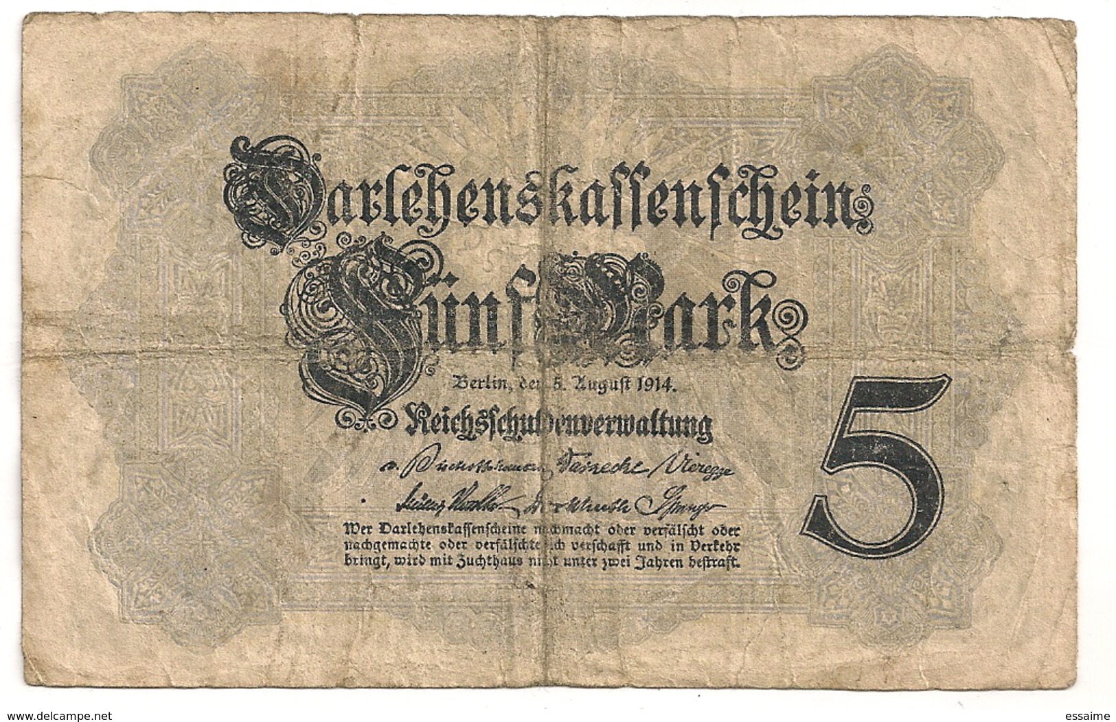 Allemagne. Reichsbanknote 5 Mark. Août 1914 - 5 Mark
