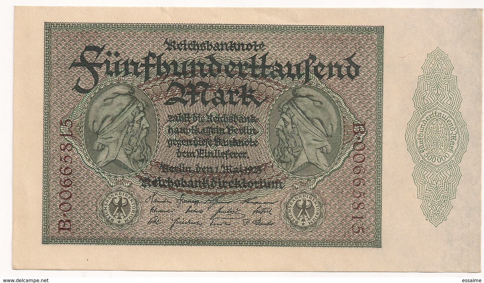 Allemagne. Reichsbanknote 500000 Mark. Mai 1923. état Neuf Mint - 500.000 Mark