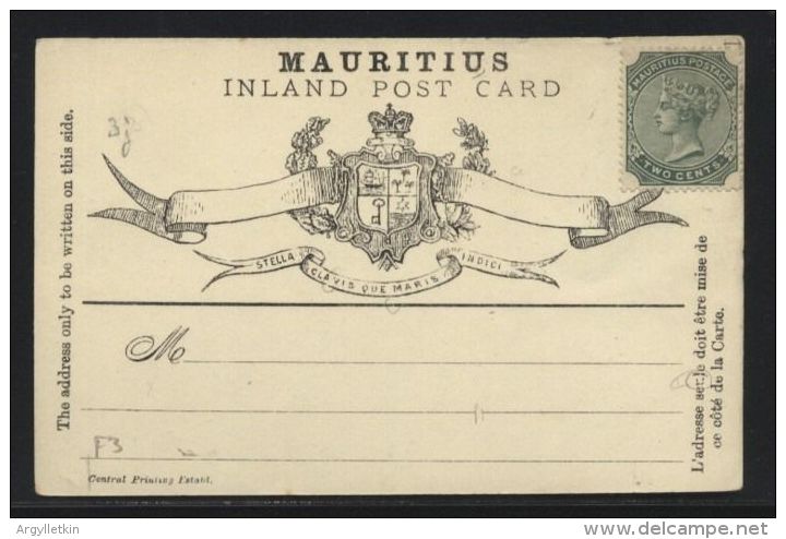 MAURITIUS 2c POSTAL STATIONERY CARD- WEAKPRINT - Mauritius (...-1967)