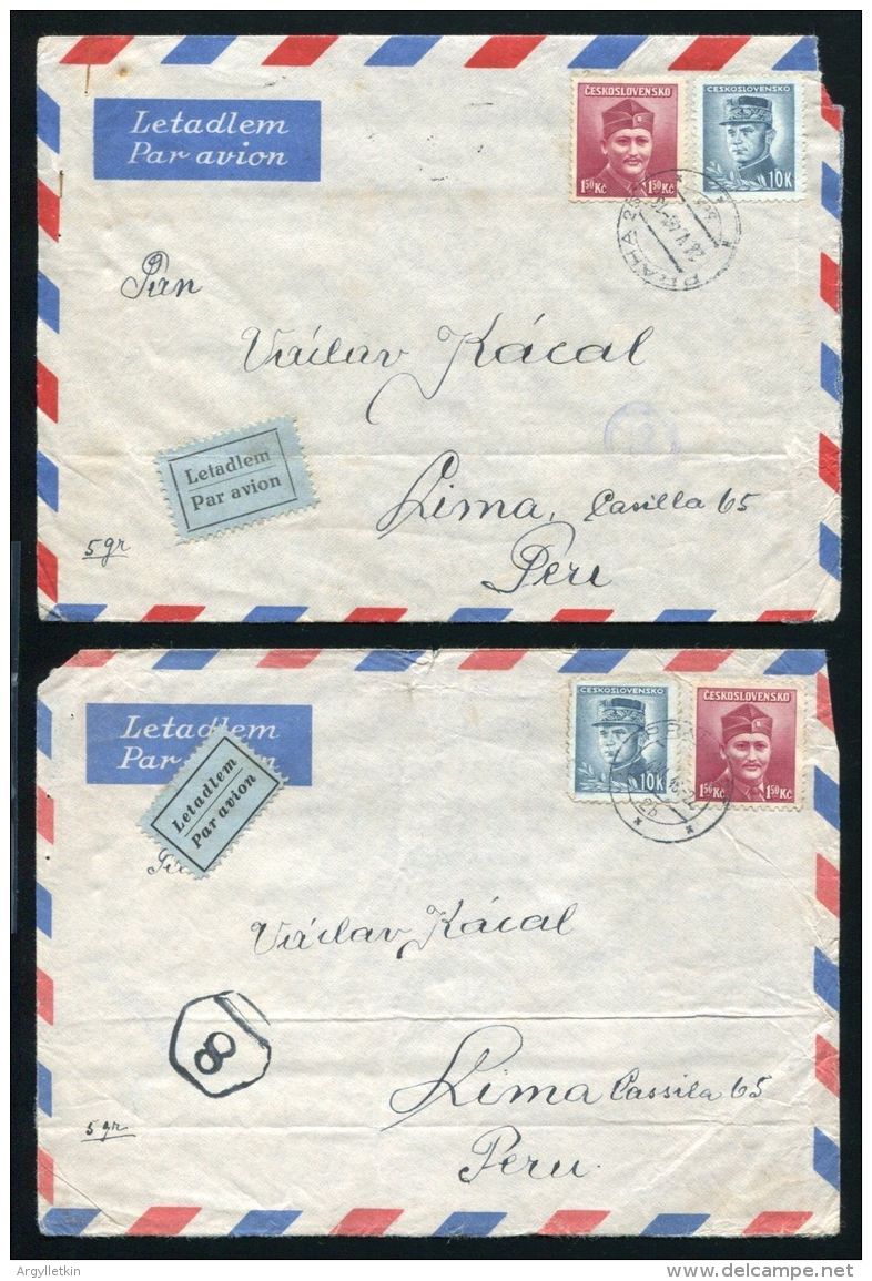 CZECHOSLOVAKIA AIRMAIL COVERS TO PERU 1940s - Luchtpost