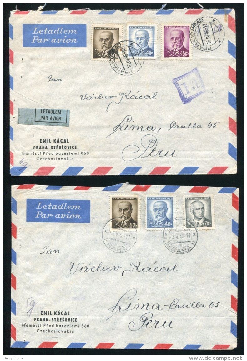 CZECHOSLOVAKIA AIRMAIL COVERS TO PERU 1940s - Luchtpost