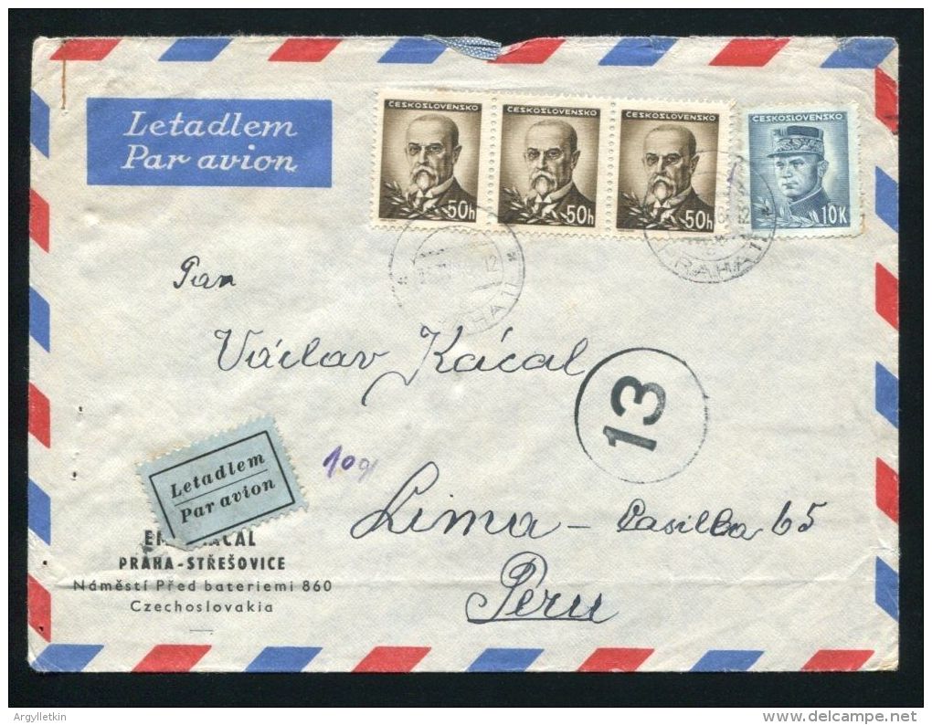 CZECHOSLOVAKIA AIRMAIL COVERS TO PERU 1940s - Luchtpost