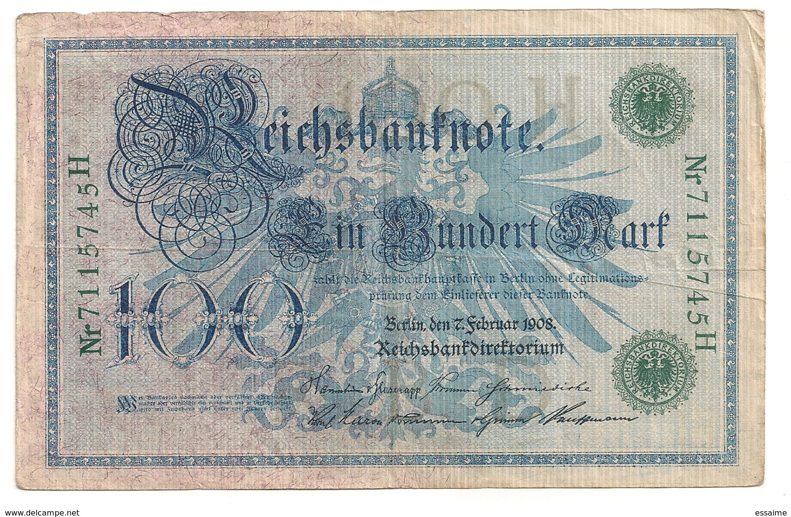 Allemagne. Reichsbanknote 100 Mark. Février 1908 - 100 Mark