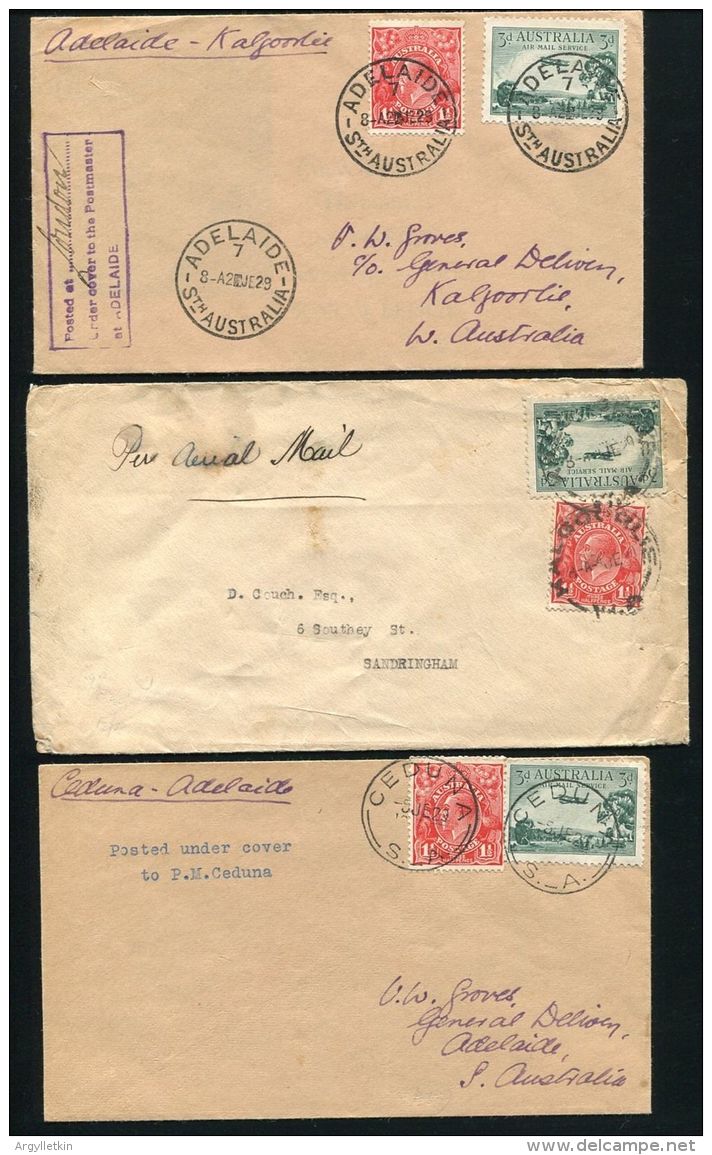 AUSTRALIA WEST AND SOUTH FIRST AUSTRALIA FLIGHT EAST TO WEST 1929 - Covers & Documents