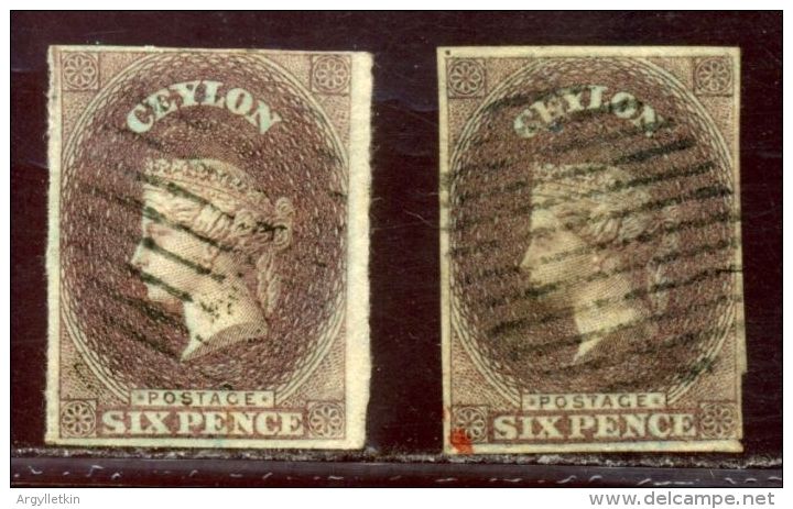 CEYLON 1857 SG 1 6d PURPLE BROWN - Ceylon (...-1947)