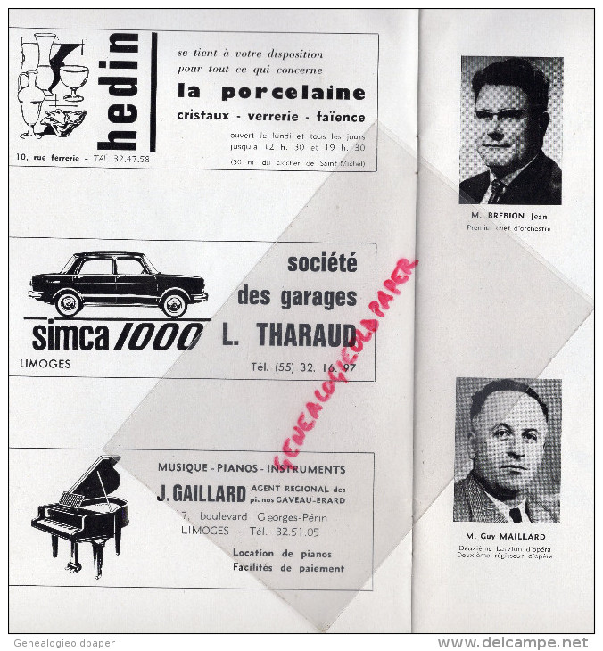 87 - LIMOGES - PROGRAMME THEATRE MUNICIPAL- PORTELLI-1963- CARMEN- JANE RHODES-OPERA-VALSES DE VIENNE-STRAUSS - Programas