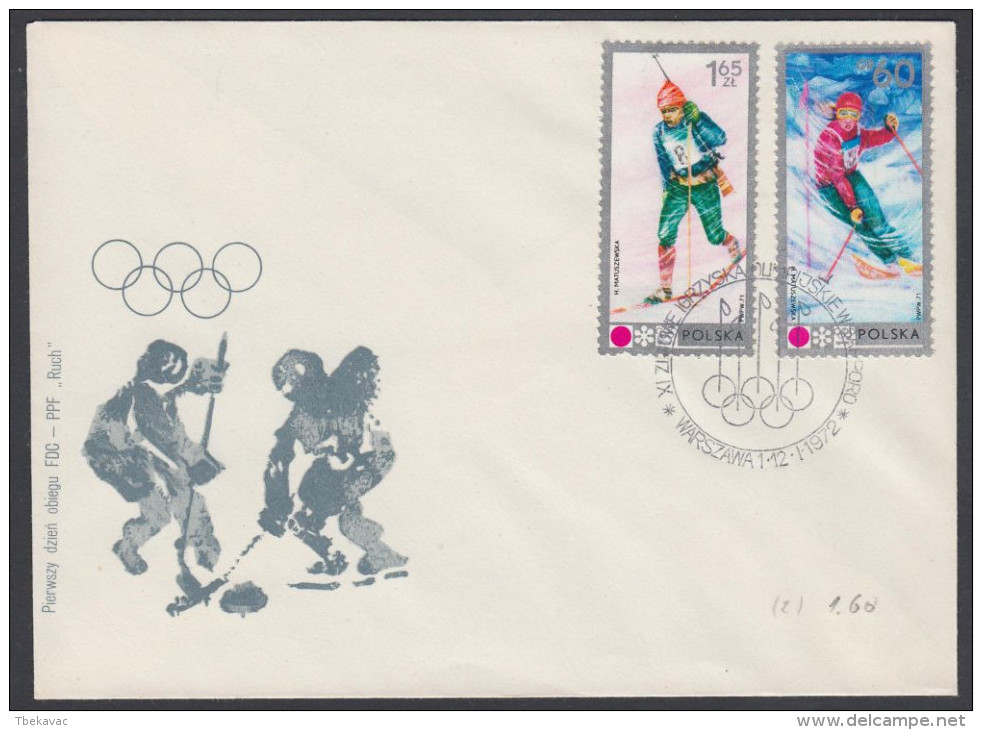 Poland 1972, FDC Covers "Olympic Games In Sapporo 1972" W./postmark "Warshaw" - Winter 1972: Sapporo