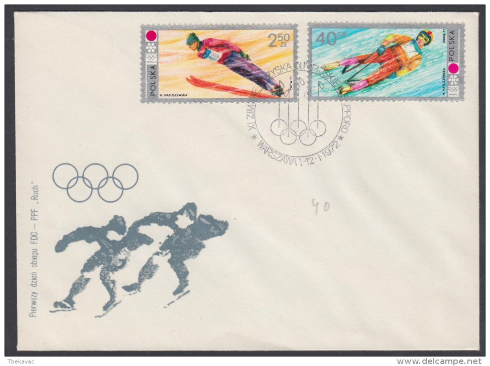 Poland 1972, FDC Covers "Olympic Games In Sapporo 1972" W./postmark "Warshaw" - Winter 1972: Sapporo