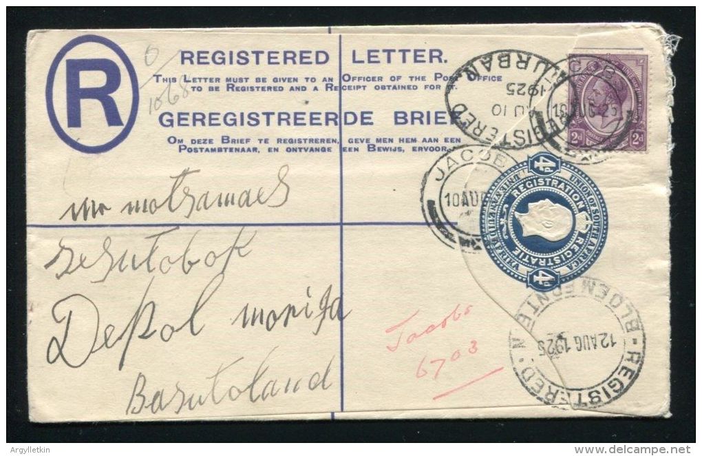 SOUTH AFRICAN BASUTOLAND REGISTERED AFRICAN MAIL KING GEORGE 5TH - Ohne Zuordnung