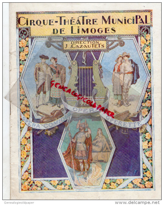 87 - LIMOGES - PROGRAMME CIRQUE THEATRE- CAZAUTETS- OPERA-OPERETTE-MISTINGUETT- WILLM-GALDEMAS-TISSOT- - Programs