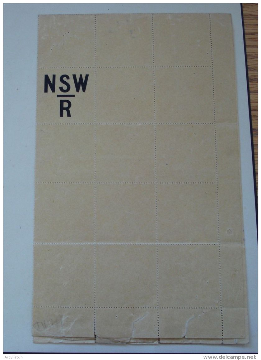 NEW SOUTH WALES RAILWAYS 1936 LARGESHEET TENDER SPECIFICATION - Sheets, Plate Blocks &  Multiples