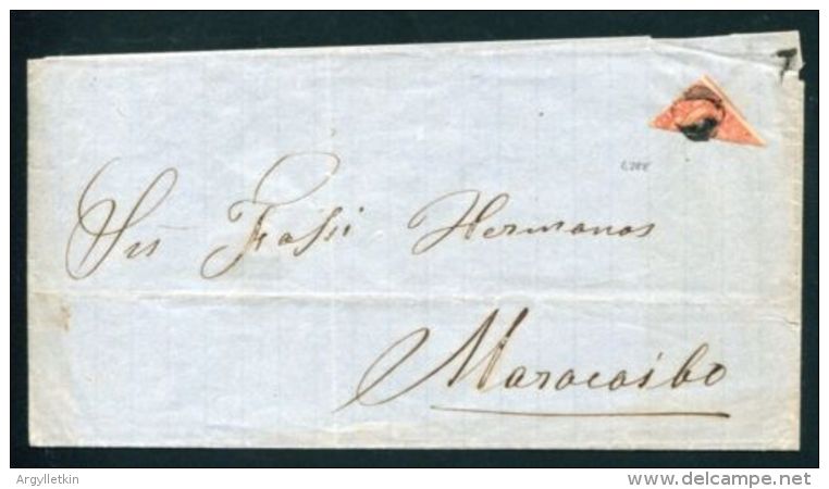 VENEZUELA 1865 BISECT 2 REALES ON COVER - Venezuela