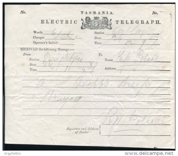 AUSTRALIA STATIONERY TELEGRAMS TASMANIA SOUTH AUSTRALIA - Other & Unclassified