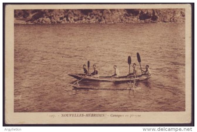 FRENCH NEW HEBRIDES 1914 CANAQUES IN CANOE 1927/25c - Storia Postale