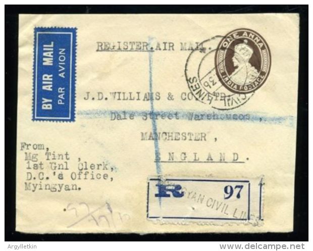 BURMA/AIRMAIL/MYINGYAN/STATIONERY - Burma (...-1947)