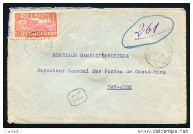 REUNION TO COSTA RICA REGISTERED COVER - Lettres & Documents