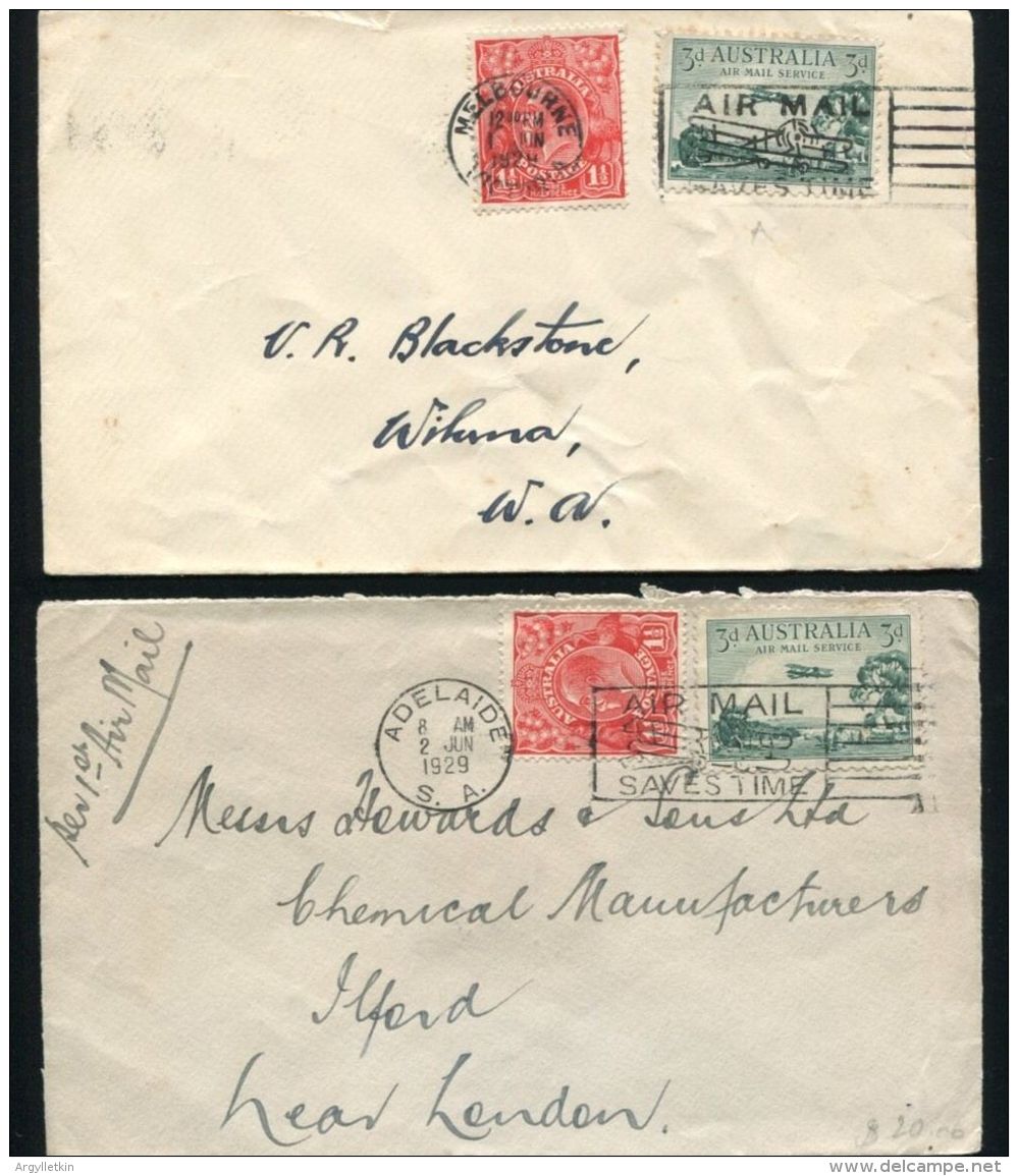 AUSTRALIA PERTH TO ADELAIDE 1ST EAST WEST AIRMAIL 1929 - Erst- U. Sonderflugbriefe