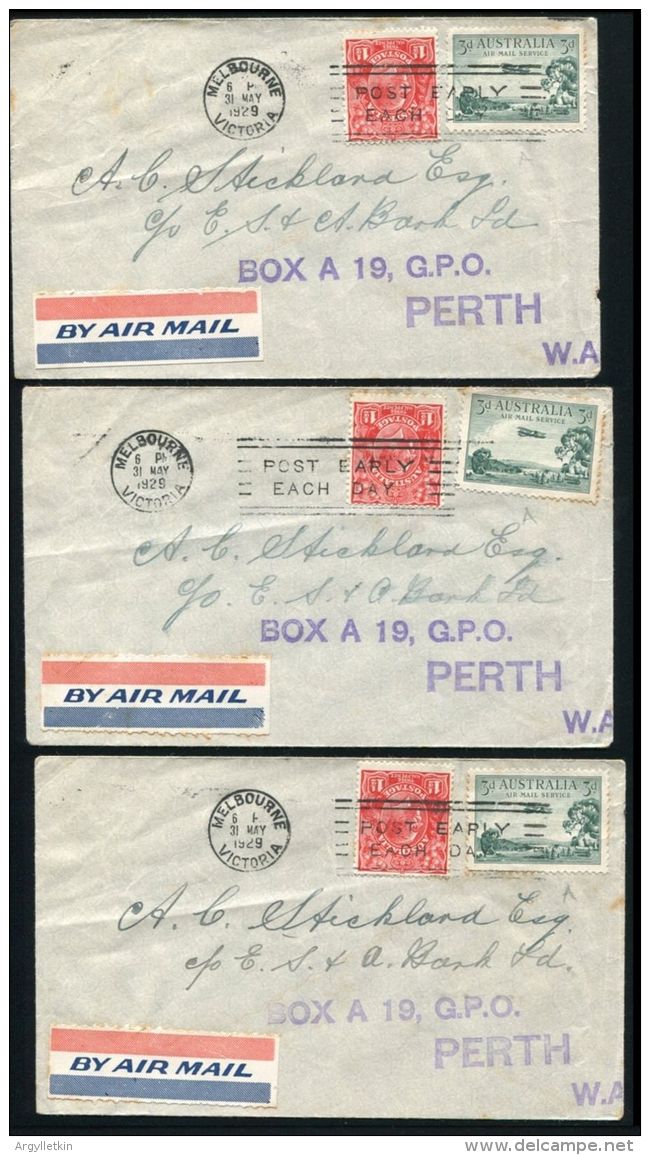 AUSTRALIA PERTH TO ADELAIDE 1ST EAST WEST AIRMAIL 1929 - Premiers Vols