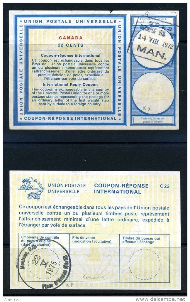 CANADA 1972 TO 1974 INTERNATIONAL REPLY COUPONS - Buoni Risposta Internazionali (Coupon)