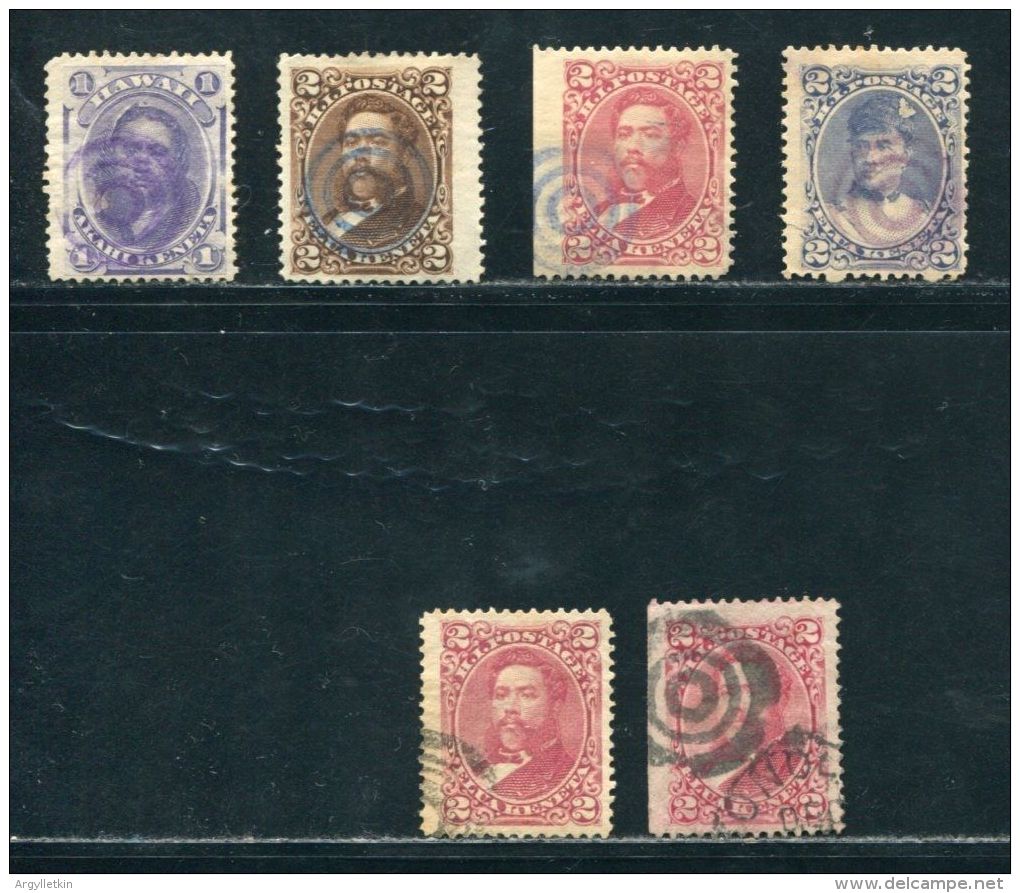 HAWAII TOWN MARKS TREBLE RING POSTMARKS 6 STAMPS - Hawaï